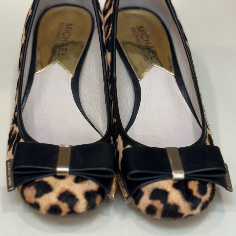 Michael Kors Brown and Black Flats with Leopard Print